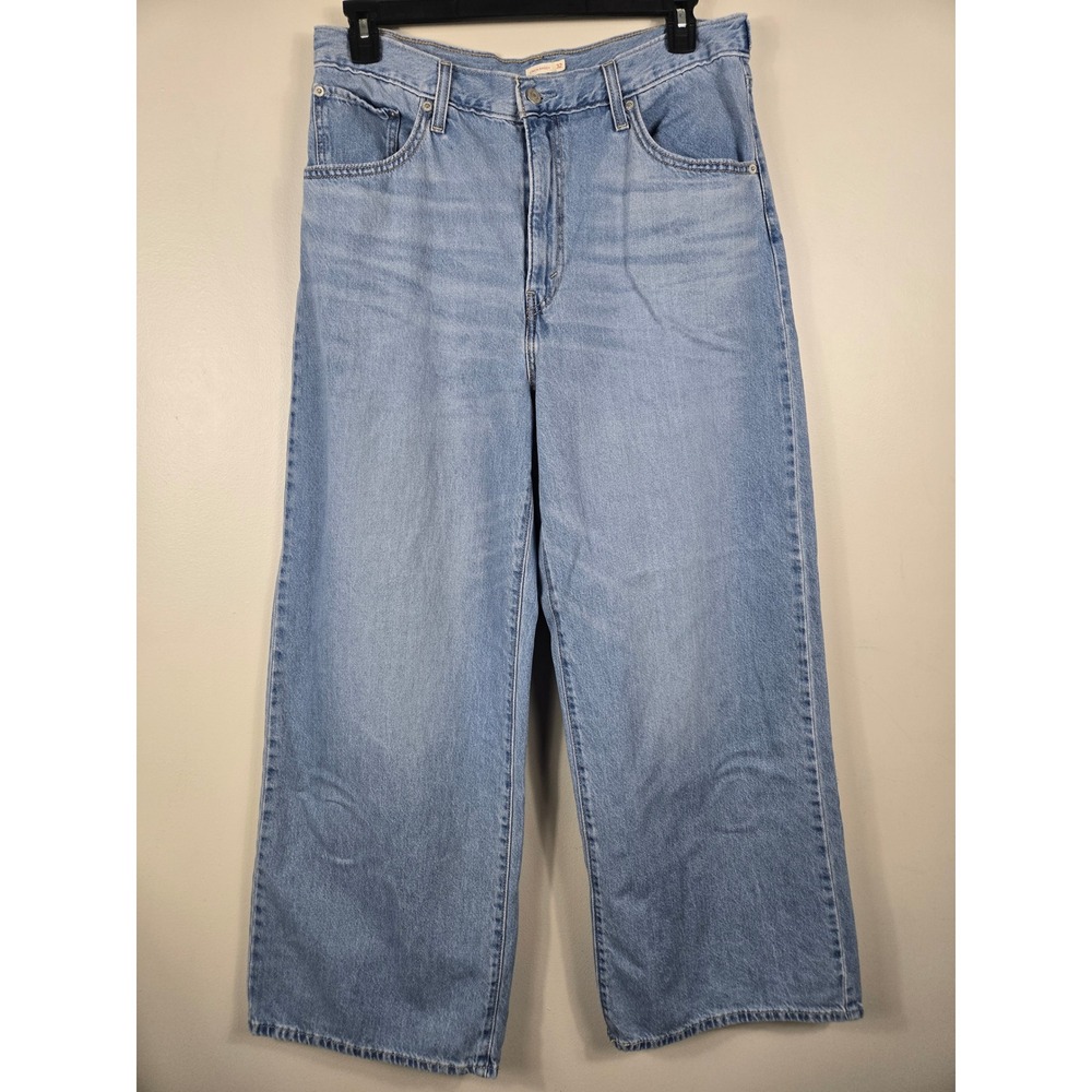 Levi's Cinch Baggy Jeans Light Wash Wide Leg High Rise Blue Denim 32